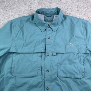 LL Bean Shirt Mens Large Teal Tropicwear UPF 50 Fishing Hiking Outdoor Vented